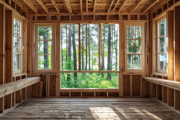 Foto el marco de una casa de madera