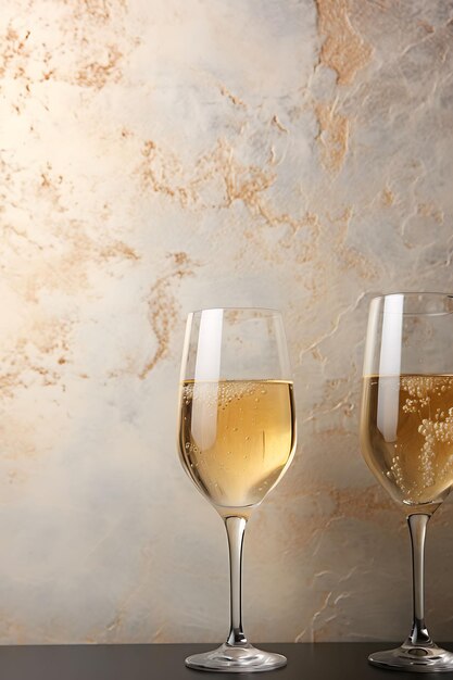 Marco de champán vintage un fondo de crema pálida con diseño de fotos de arte social con champán vintage