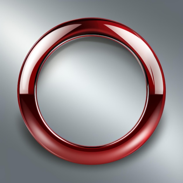un marco circular rojo brillante sobre un fondo gris