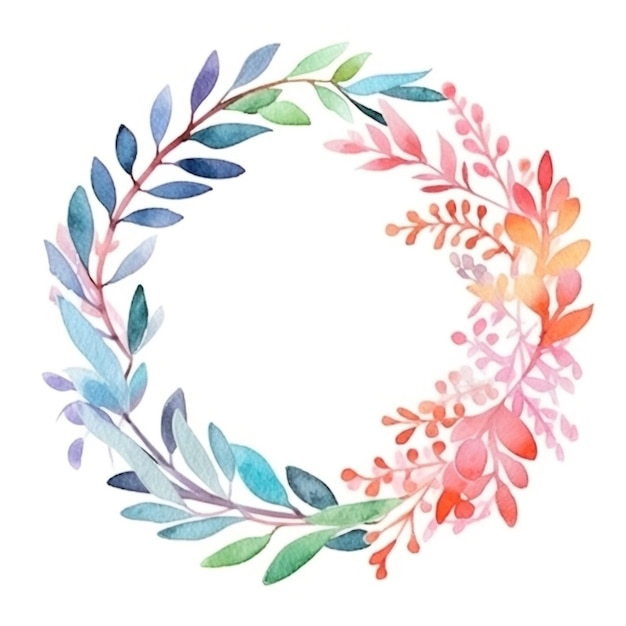 Foto marco de círculo de acuarela con un patrón floral.