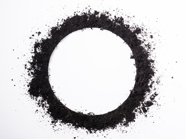Marco de círculo redondo de tierra negra para fondo vegetal