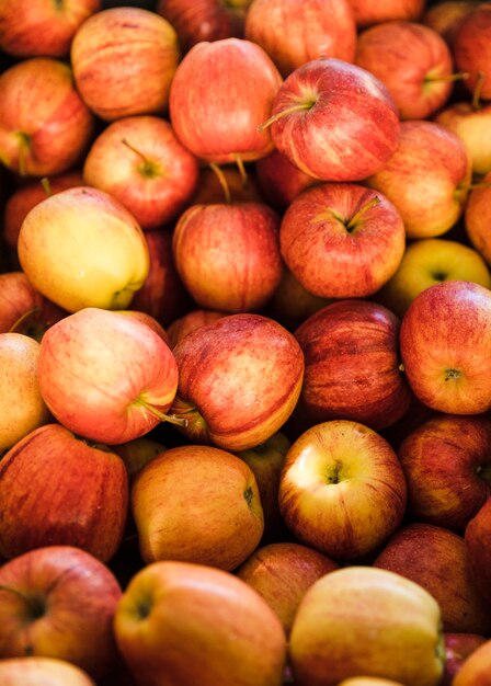 Marco completo de manzana orgánica fresca en el mercado