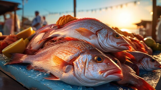 Marco completo del mercado raro de pescado mediterráneo