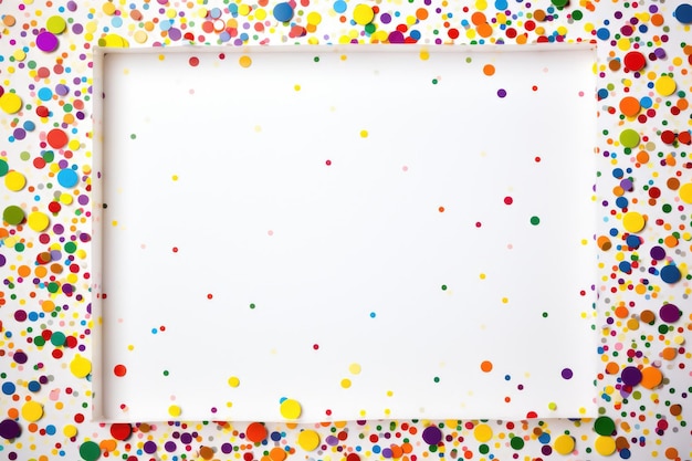 Marco de confeti redondo sobre fondo blanco textura colorida para aniversario o vacaciones de belleza