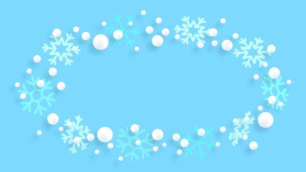 Marco de copos de nieve Fondo de pantalla de año nuevo Copos de nieve 3d Año del cerdo Vacaciones de invierno Navidad Diciembre Pastel Minimalismo Ilustración moderna de moda