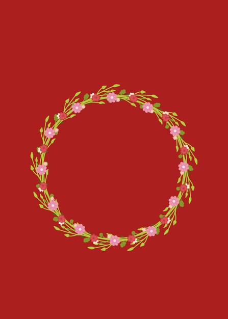 Marco de corona floral rojo redondo para invitaciones de boda Cumpleaños y tarjetas de eventos 17