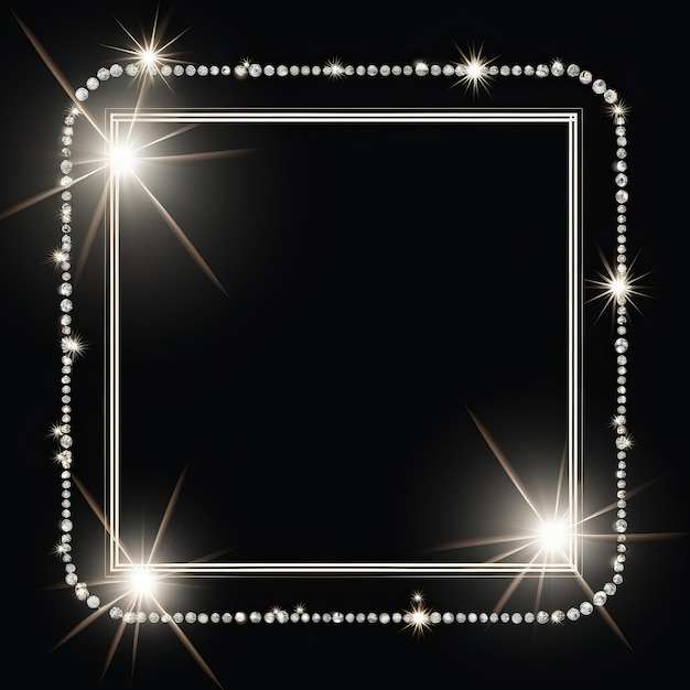 Foto un marco cuadrado con diamantes en un fondo negro