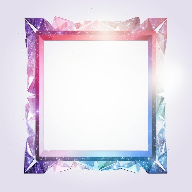 un marco cuadrado hecho de cristales de colores sobre un fondo púrpura
