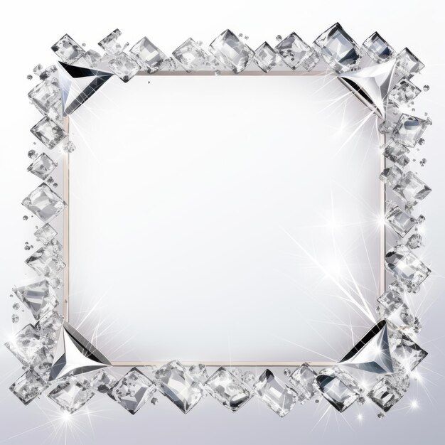Foto un marco cuadrado hecho de diamantes sobre un fondo blanco