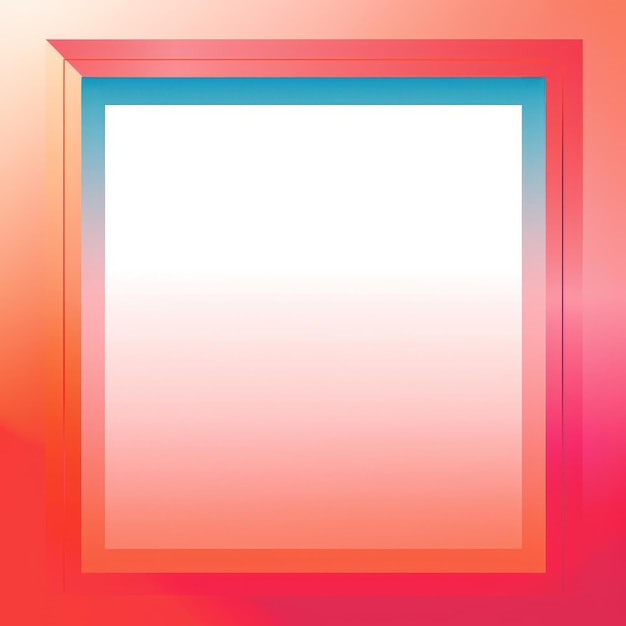 Foto un marco cuadrado vacío en un fondo naranja y azul