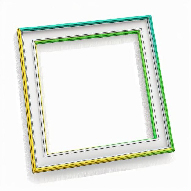 Foto marco cuadrado vacío sobre fondo blanco.