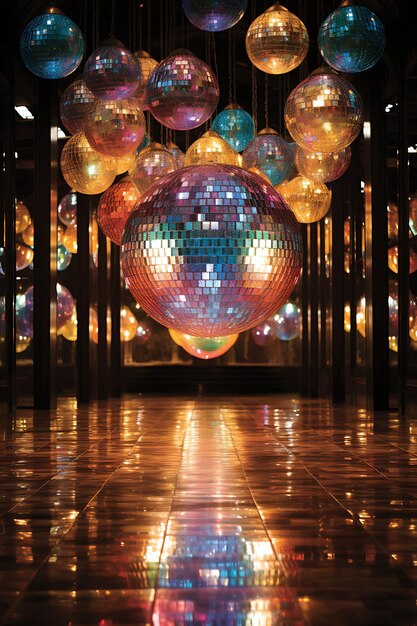 El marco de la deslumbrante pelota de discoteca transforma tu víspera de Año Nuevo en una idea conceptual creativa para la víspera de año nuevo