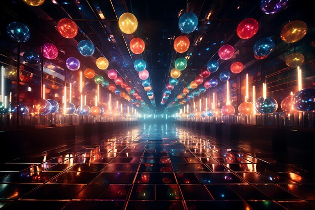 Foto el marco de las deslumbrantes bolas de discoteca prepara el escenario para una idea conceptual glamurosa para la víspera de año nuevo