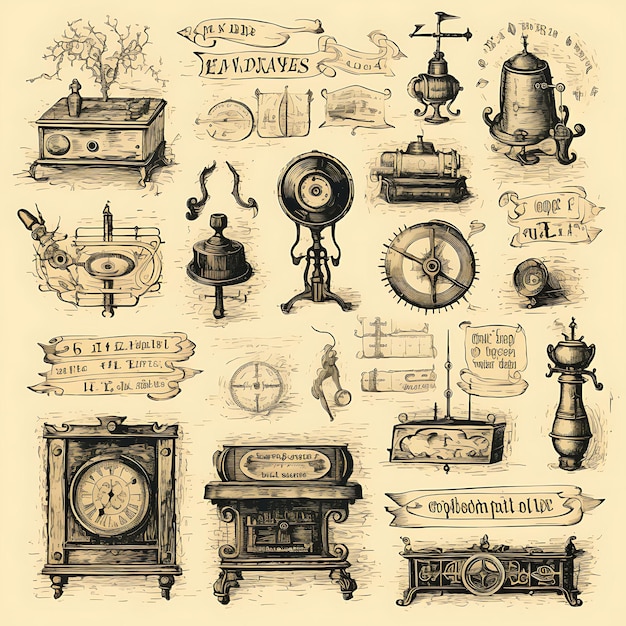 Marco de diseños vectoriales de estilo retro vintage con adornos decorativos ornamentados y creatividad