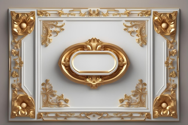 un marco dorado con una abertura redonda en el medio