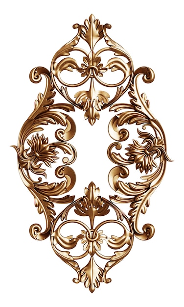 Marco dorado clásico con decoración de adorno aislado representación 3d