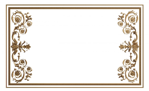 Marco dorado clásico con fondo aislado de decoración de adorno