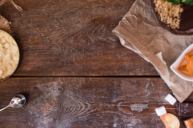 Marco Dulce Madera Postre Confitería Pastelería Espacio Libre Restaurante Tratar Concepto