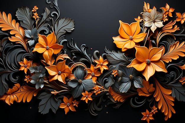 Marco de elegantes metales ornamentados con lujosas joyas de alta gama renderizadas en 3D para póster social