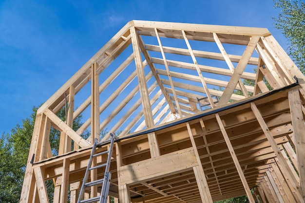 Marco de esqueleto de madera del tema de la industria de la construcción de casas de nueva construcción
