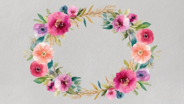 Marco floral de acuarela con flores vibrantes perfecto para invitaciones y celebraciones