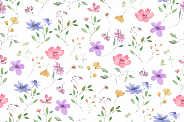 Marco floral de acuarela Ilustración dibujada a mano aislada sobre fondo blanco Vector EPS