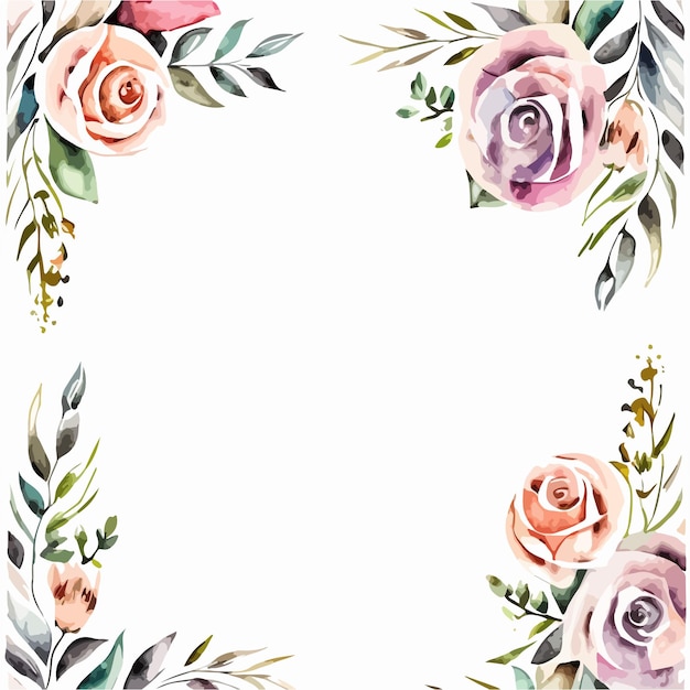 Un marco floral acuarela con rosas.