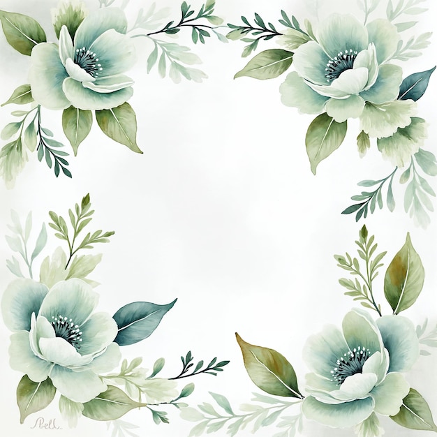 Marco floral con acuarela