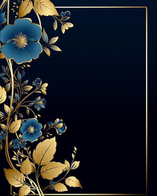 Marco floral azul con flores azules