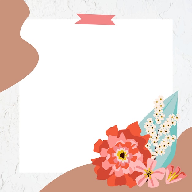 Marco floral con cinta washi png transparente
