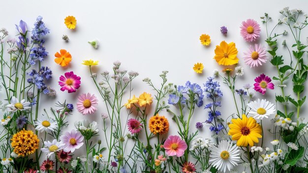 Marco floral colorido en blanco prístino ideal para el día de la madre Pascua San Valentín día de la primavera vibra AI generativo