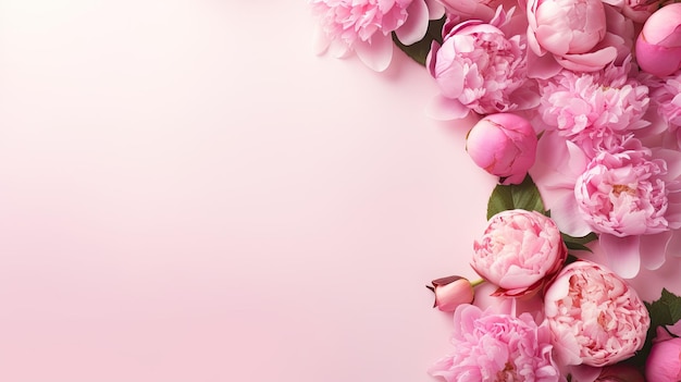 Marco floral romántico sobre fondo magenta con espacio de copia perfecto para bodas el día de San Valentín