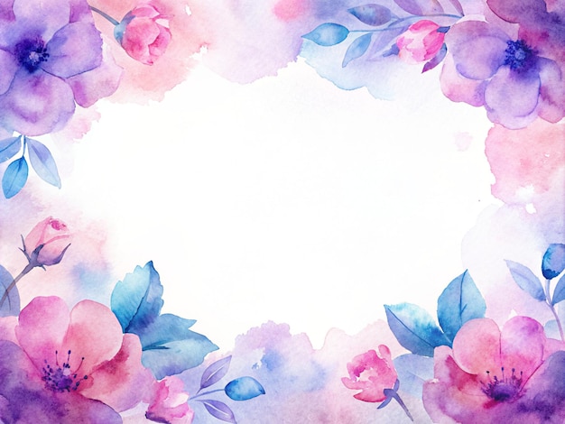 un marco floral con rosas azules y rosas