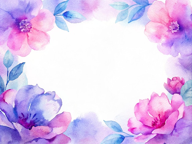 un marco floral con rosas azules y rosas