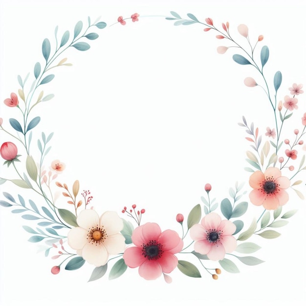 Foto marco de flores de acuarela vectorial para la composición de tarjetas de boda o de felicitación
