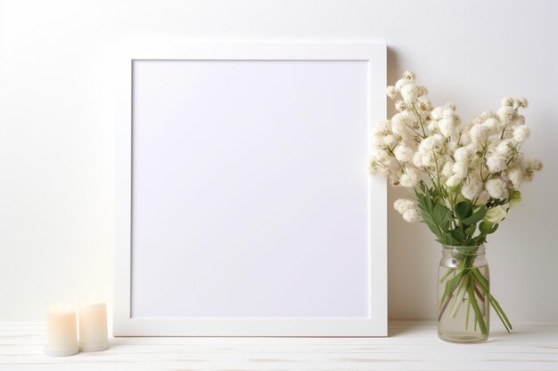 marco de flores en blanco con espacio de copia