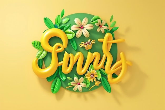Un marco con flores y un círculo con un marco que dice primavera