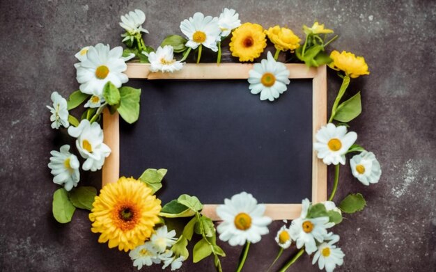 Un marco con flores y un lugar para el texto