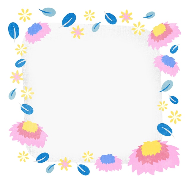 Marco de flores png diseño plano pegatina ilustración de la temporada de primavera en flor