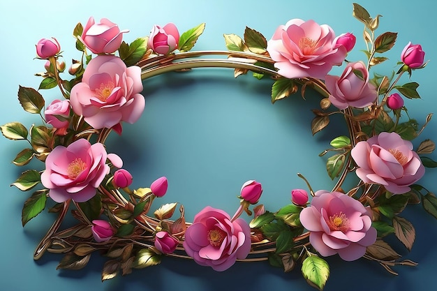Foto marco con flores de rosa silvestre ilustración en acuarela
