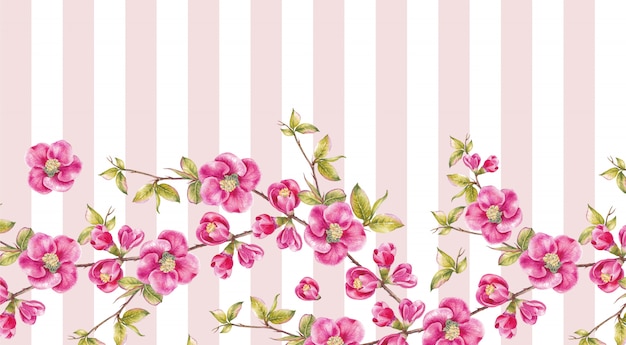 Marco de flores de sakura rosa.