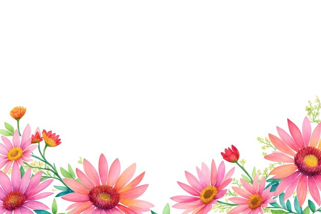 Foto marco con flores silvestres de manzanilla plantilla acuarela para tus invitaciones