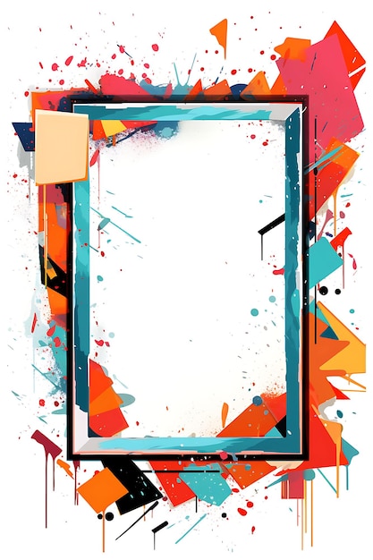 un marco con un fondo colorido y una imagen de un cuadrado con una imagen de Un cuadrado