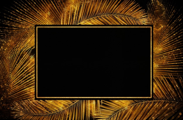 marco de fondo de hojas de oro
