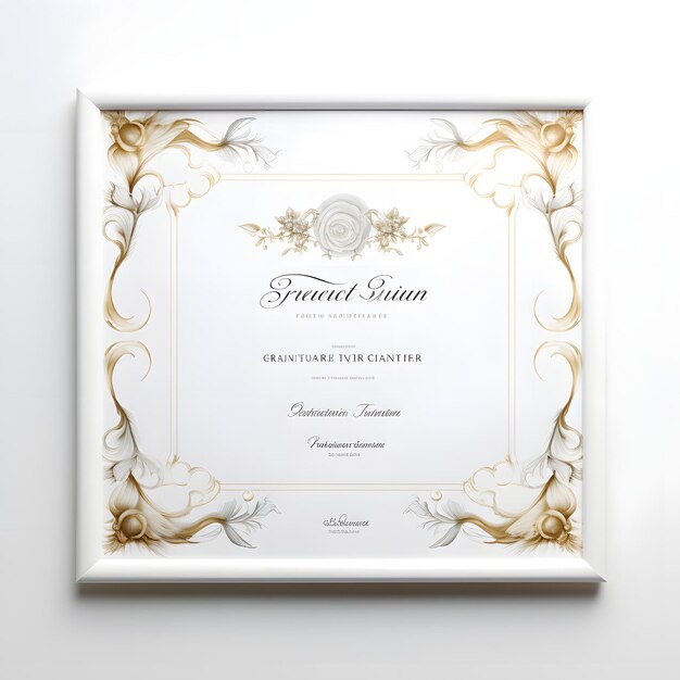 Foto marco fotográfico del certificado con fondo blanco