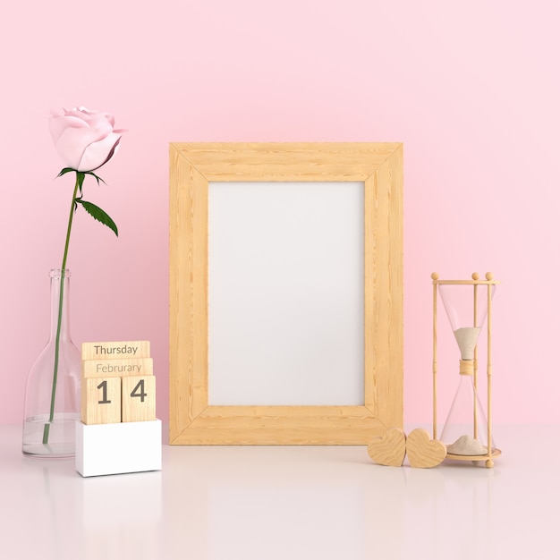 Foto marco de fotos en blanco en sala rosa para maqueta