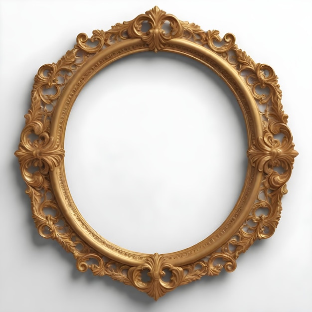 Foto marco de fotos de madera de oro de estilo antiguo arte vintage retro fondo blanco