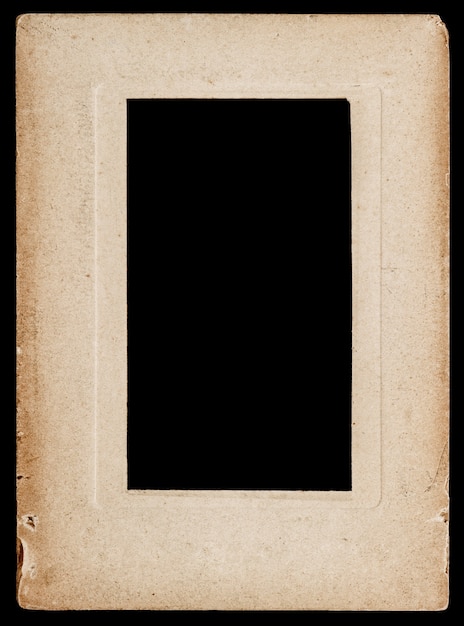 Foto marco de fotos de papel envejecido aislado sobre fondo negro