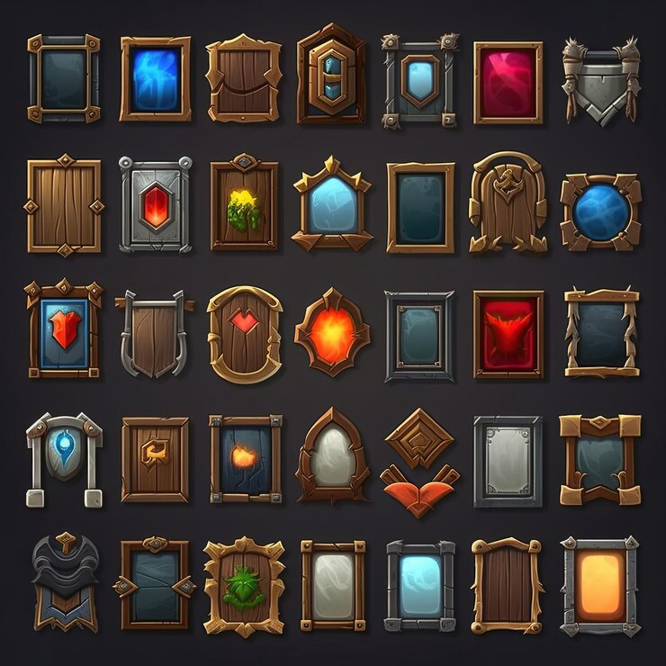 Foto marco de frontera medieval ai generado elemento de diseño juego antiguo metal ui marco de frontera ilustración medieval