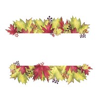 Foto marco frontera otoño arce hojas de álamo y bayas acuarela aislado en blanco ilustración dibujada a mano